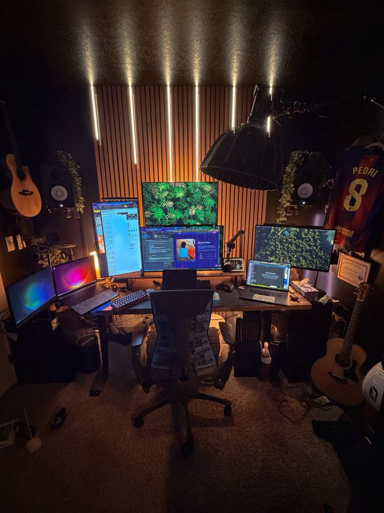 Richie's command center: multi-monitor AI development setup